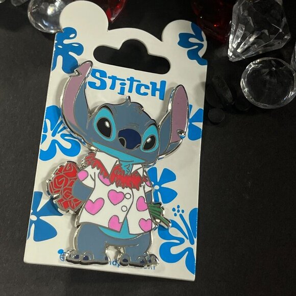 Disneyland Stitch Trading Pin Paris Heart Shirt Roses Lapel Pin Brooch Badge Pin - Picture 2 of 9